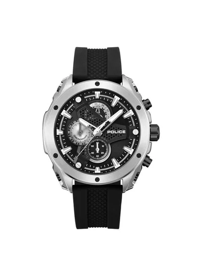 POLICE Men's Wyvern Black Dial Silicone Strap Chronograph Watch for Men, 45mm